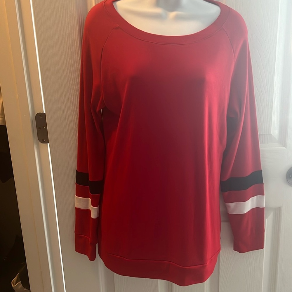 Red, long sleeve shirt